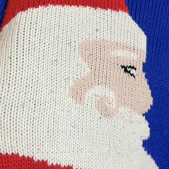 Ugly Christmas Sweater Santa Claus VTG Pinwheels Loose Knit Acrylic Korea Sz S - Picture 4 of 7